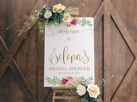 Bridal Welcome Signs Shower Welcome Signs Navy And Gold Etsy