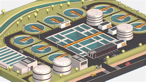 3d Model Isometric Water Treatment Plant Large Platform Vr Ar Low Poly Cgtrader