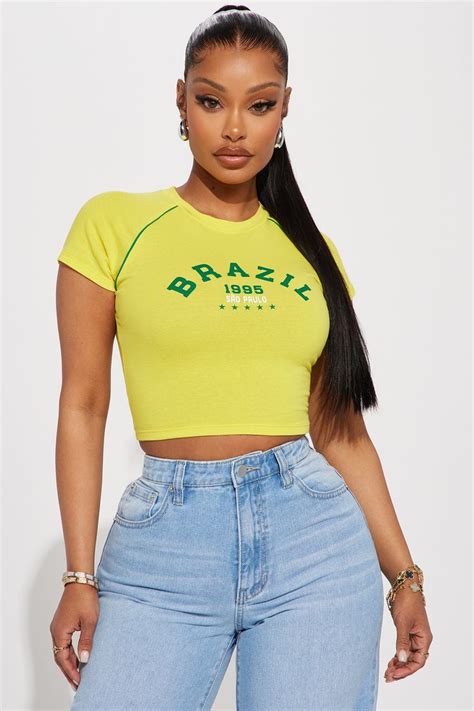 Brazil Baddie Fitted Tee Yellow En 2024 Ropa De Moda Ropa Moda