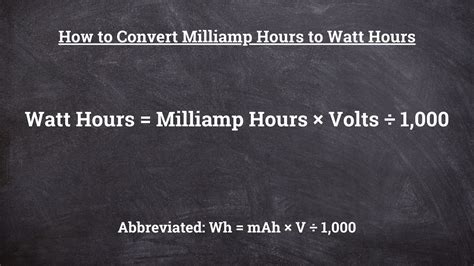 Watt Hours To Milliamp Hours Wh To Mah Conversion Calculator