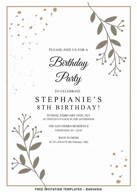 Aesthetic Greenery Eucalyptus Birthday Invitation Templates Happy