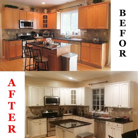 Kitchen Cabinet Painting Before And After | kitchen Cabinet Refinishing Before and After | Spray ...