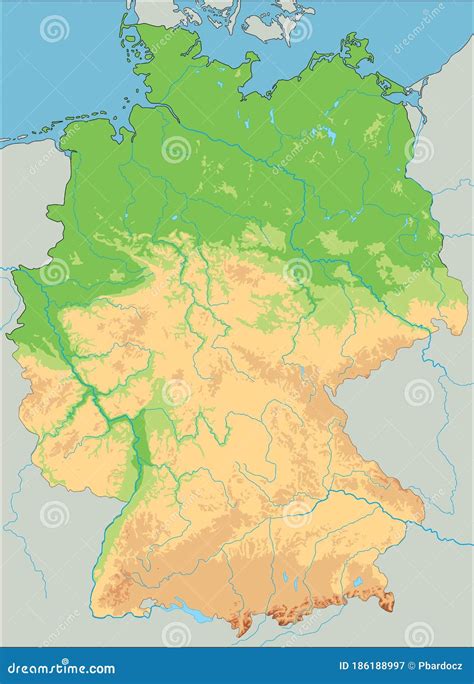 Mapa Físico Detalhado Da Alemanha Ilustração do Vetor Ilustração de