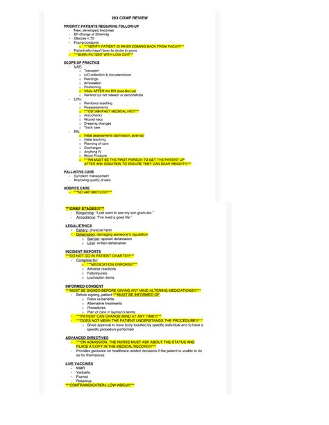 283 All Comp Review Study Notes NUR 283 Studocu