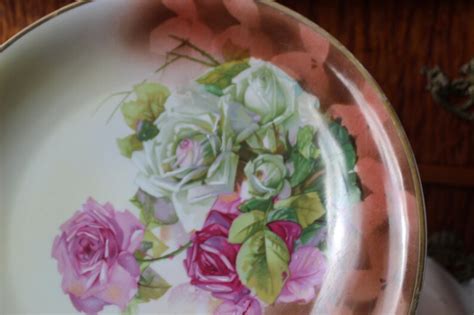 Antique HUGE Hand Painted Rose Centerpiece Bowl Carl Tielsch CT