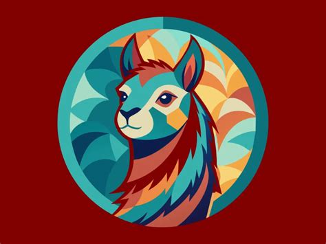 Colored Alpaka Lama Illustration Logo Template Png Vector In Svg Pdf