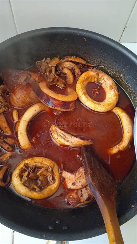 Cooking Squid Indonesian Rendang Seasoning Stock Photo Image Of