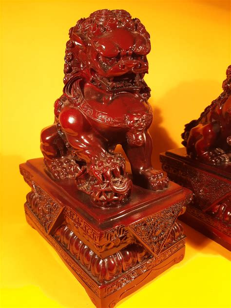 Handmade 9 Foo Dog Statues Set Of 2 Etsy