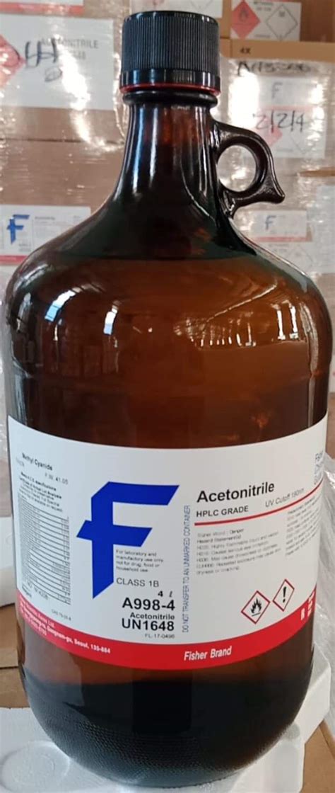 Hóa chất Acetonitrile HPLC 4L chai Fisher