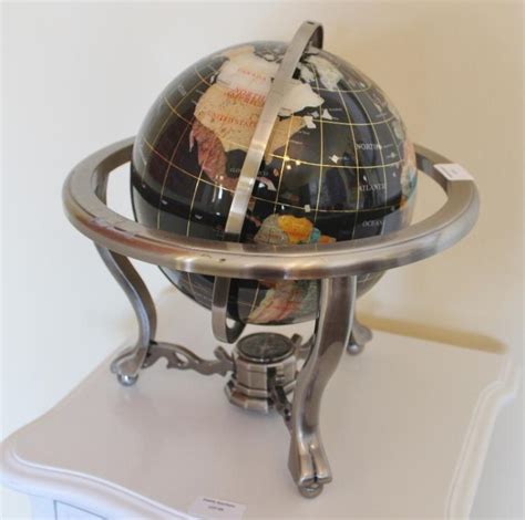 Hand Made Semi Precious Stone Cm World Globe With Compass