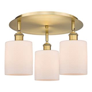 Cobbleskill 3 Light 17 Flush Mount Brushed Brass Matte White Glass