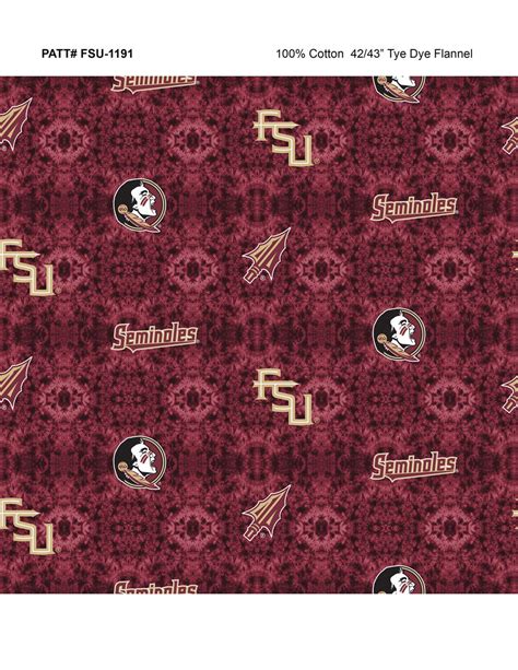 Florida State University Cotton Fabric Tie Dye Flannel Pattern