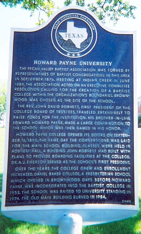 Howard Payne University Historical Marker