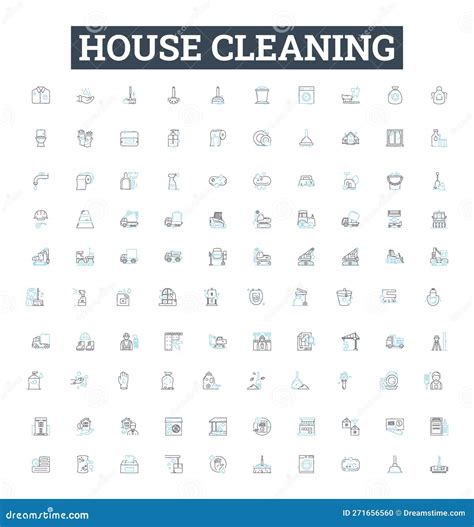 House Cleaning Vector Line Icons Set Mop Vacuum Dust Wipe Sweep