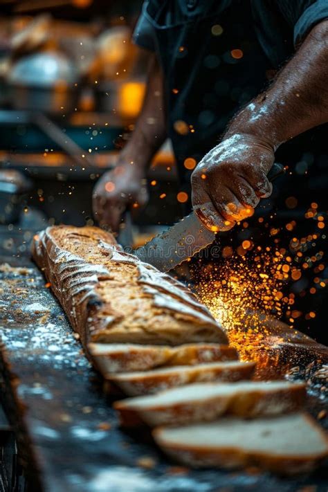 A Man Delicately Slices Through A Piece Of Meat With A Sharp Knife