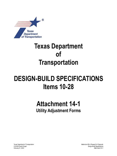 Fillable Online Plans Dot State Tx Design Build Agreement I 35 Nex