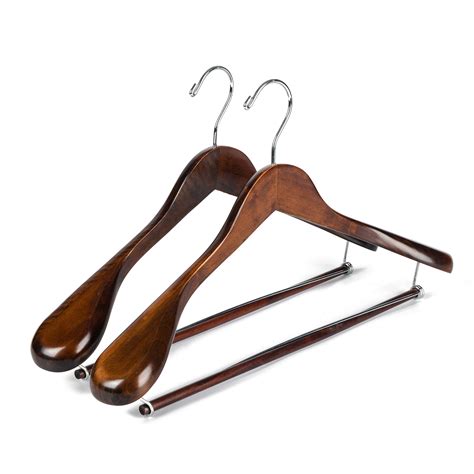 Buy Luxury Wide Shoulder Wooden Hangers 2 Pack With Locking Bar