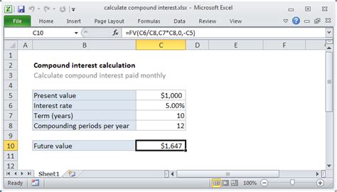 Excel formula: Calculate compound interest | Exceljet