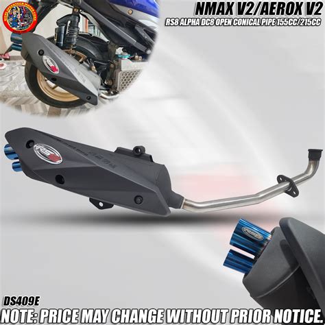 NMAX AEROX V2 RS8 ALPHA DC8 OPEN CONICAL PIPE 155CC 215CC DS409E