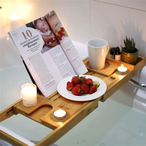 Buy Bath Tray 100 Natural Bamboo Bathtub Caddy Extendable Board