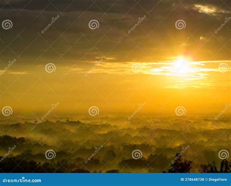 Sunrise In Borobudur Indonesia Stock Photo Image Of Monument