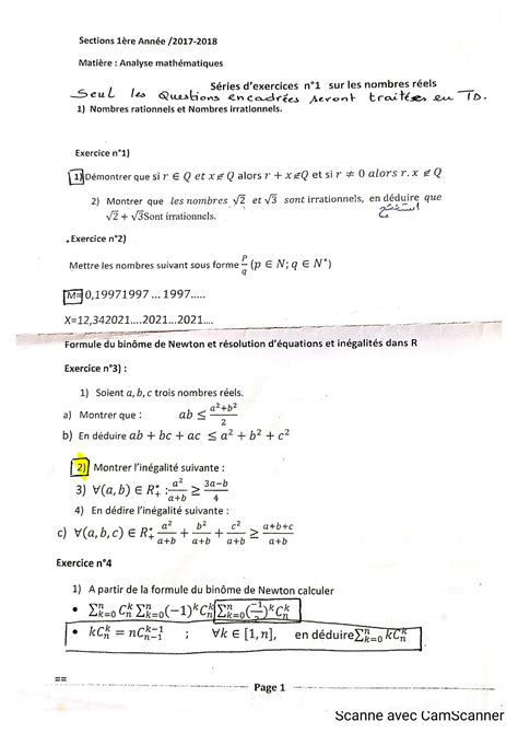 SOLUTION Analyse math les nombres rèels sèries d exercices Studypool