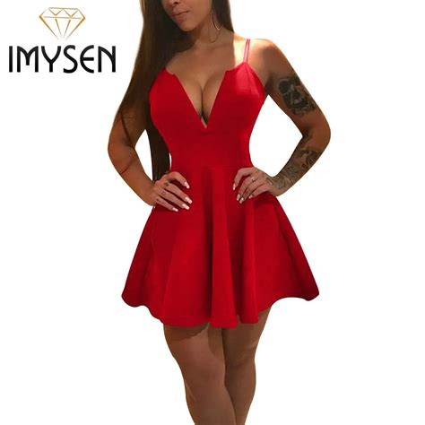 Imysen 2018 Summer Sexy Strapless Dress Women Solid Spaghetti Strap Pleated Mini Dresses