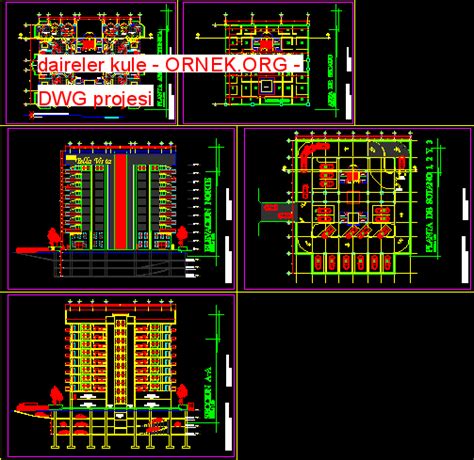 Daireler Kule Dwg Projesi Autocad Projeler