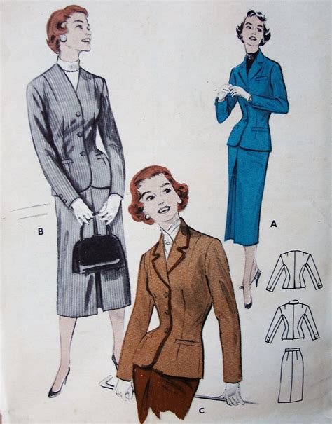 1950s SLEEK Business Suit Pattern BUTTERICK 7118 Tailored Suit Cardigan