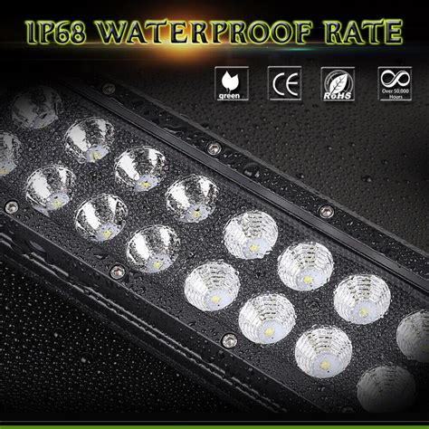 Inch Led Work Light Bar Tri Row Spot Flood Pods Offroad Driving Fog