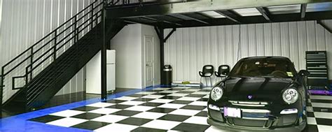 Indoor car storage with mezzanine - Luxury Condo Garage