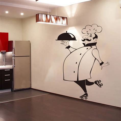 Funny Chef Wall Stickers for Kitchen Tile Glass Walls Waterproof Vinyl ...