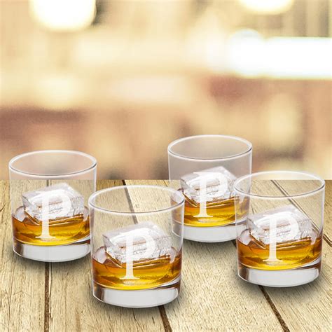 Personalized Bar Glass Sets from Dann, Your Monogram or Name!, Sets of Four