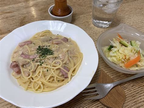 もんがぁ On Twitter 昼飯 スパゲッティ・カルボナーラ、酢油キャベツ。午後はちょっと運動して来ます。