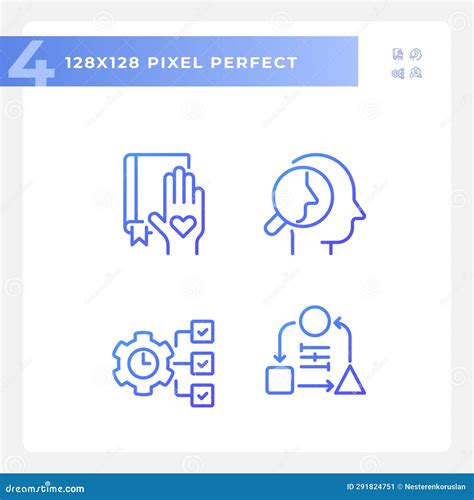 2d Purple Pixel Perfect Gradient Soft Skills Icons Stock Illustration