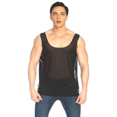 Man Lingerie Sexy Exotic Tanks See Through Net Gays Erotic Vest Men