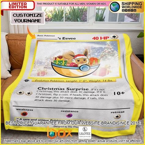 HOT Pokemon Eevee Christmas Custom Luxury Blanket Express Your Unique Style With BoxBoxShirt