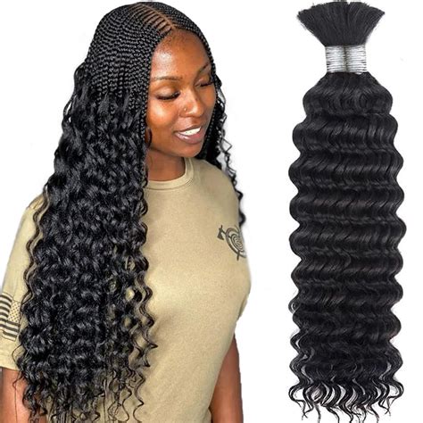 Amella Bulk Human Hair For Braiding 18inch Deep Wave Human Braiding Hair 1pack