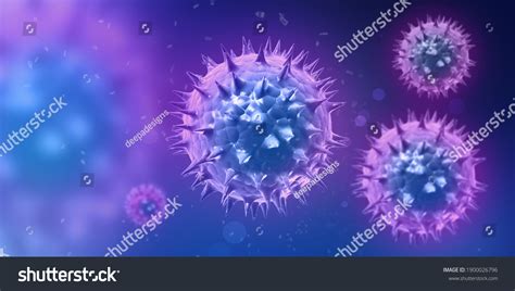 3d Render Corona Virus Microscopic View Stock Illustration 1900026796 ...