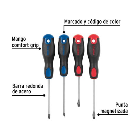 Ficha Tecnica Juego De 4 Desarmadores Mango Comfort Grip Pretul