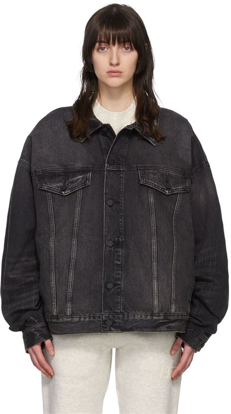 Essentials Black Faded Denim Jacket