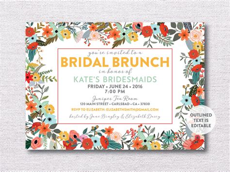 Instant Download Bridal Luncheon Invitation Bridal Brunch Etsy