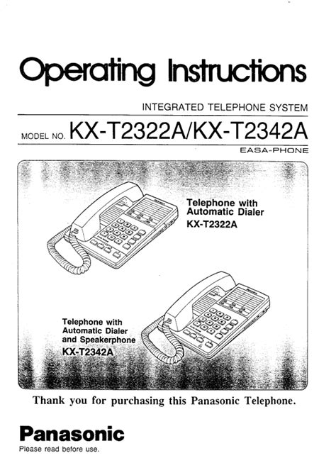 Panasonic Kx T2342a User Manual