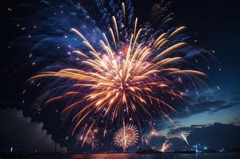 Premium AI Image | Powerful fireworks explosion in night