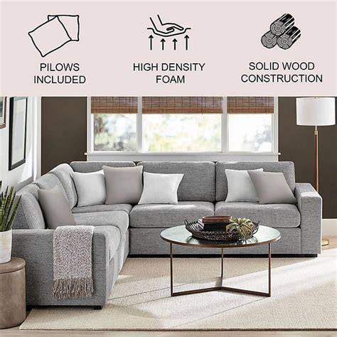 Member S Mark Lowell 3 Piece Sectional With Pillows Grey Sam S Club