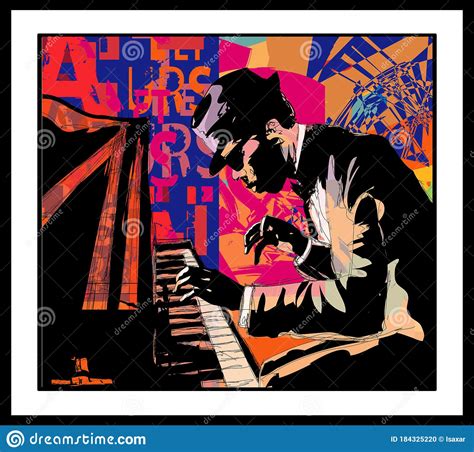 Piano Jazz Male Pianist Practicing Stock Vector Illustration Of