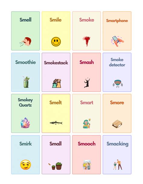 Consonant Blend Sm Sound Words With Pictures Worksheet Pdf