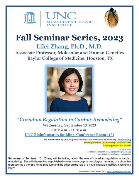 MHI Seminar Series Lilei Zhang Ph D M D Circadian Regulation In