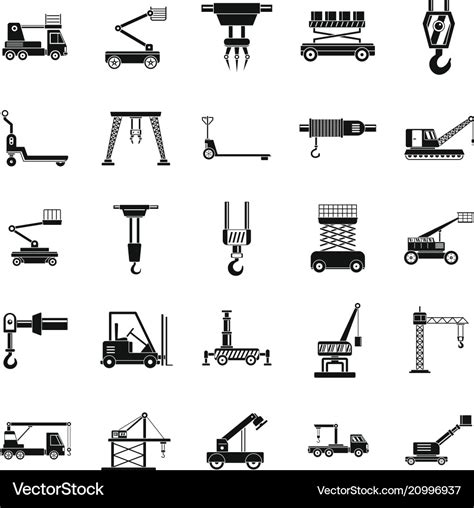 Lifting Machine Icons Set Simple Style Royalty Free Vector