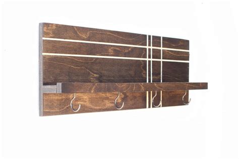 Modern Wood Shelf (with Hooks)